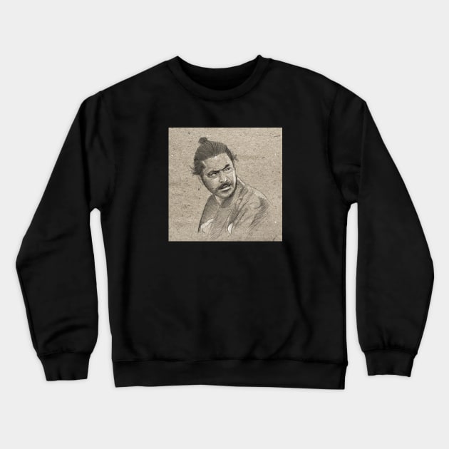 Yojimbo - Toshiro Mifune Portrait Drawing Crewneck Sweatshirt by ianoz